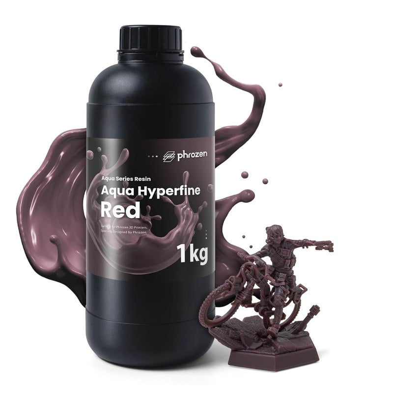Phrozen Aqua Hyperfine Photopolymer Resin for 9K, 12K or Higher Resolution 3D Printers, 405nm LCD UV-Curing 3D Printing with Low Shrinkage & Superior Precision, Smooth Surface Finish (Red, 1KG) - Image 1